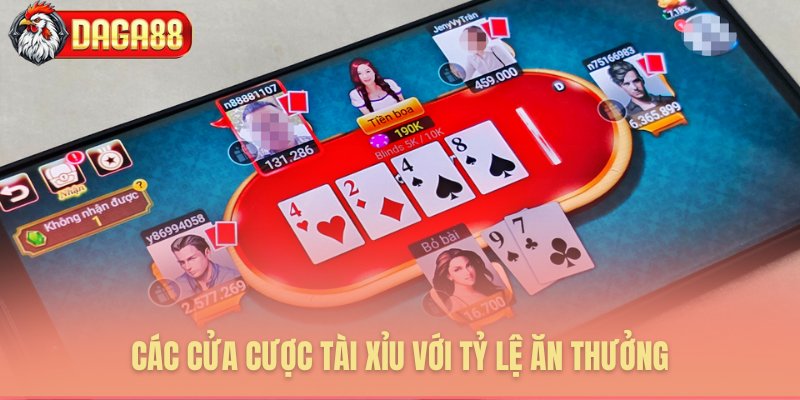 Phân loại các cửa cược và mức thưởng